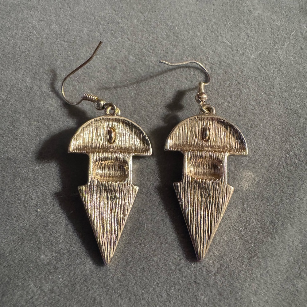 Gold Tone Statement Rhinestone Dangle Earrings - Picture 4 of 5